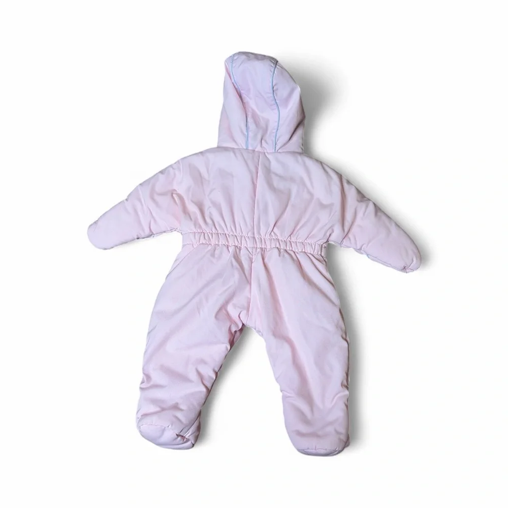 Quiltex Beatrix Potter Vintage Baby Snowsuit Pink Fleece Lined Hood 6 Months